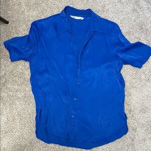 Zara Women's Blue Button Down Shirt